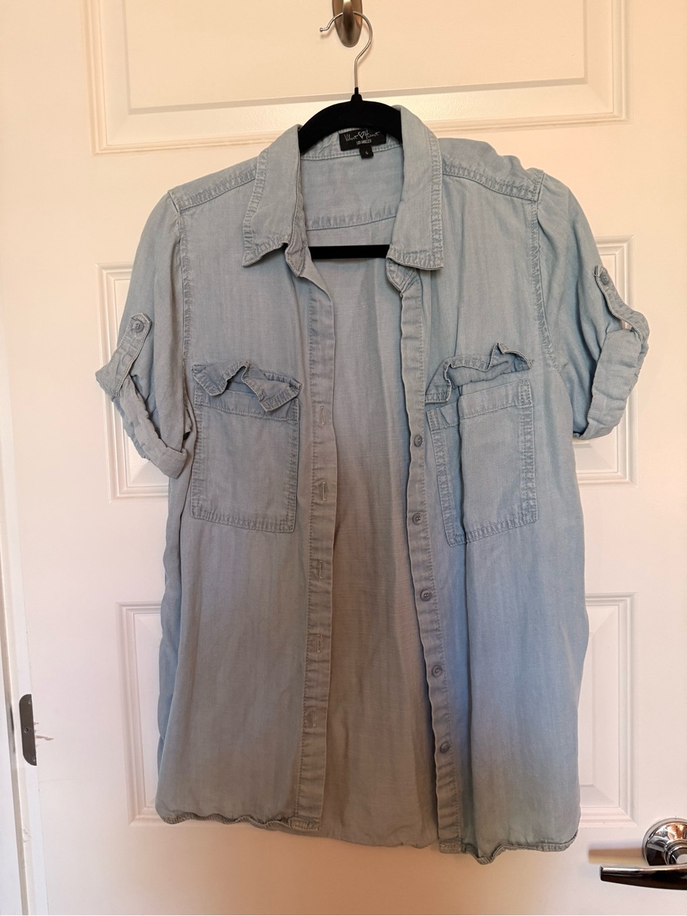 Velvet Heart Light Blue Denim-Style Men's Button Down Shirt